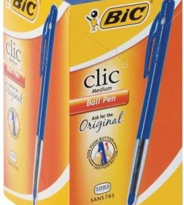 Bic Clic Blue Medium Ballpoint Pens with Retractable Side