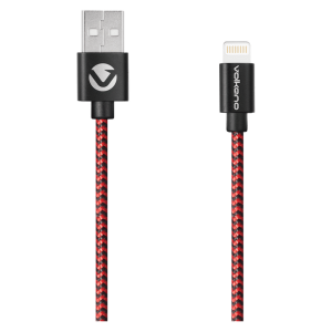 Volkano Braids Series Nylon Braided MFI Lightning Cable 1.2m - Black & Red