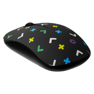 Tag Series 2.4G Wireless Optical Mouse with Nano USB and Type-C Receiver - Black Geo