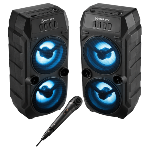 2 x Amplify Elixir Series Dual 3" Bluetooth Speaker with 1 x Wired Microphone