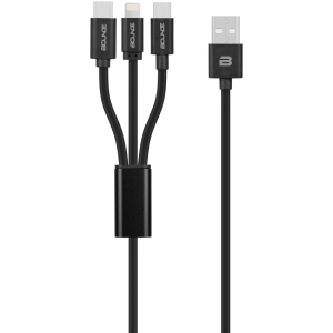 Bounce Cord Series 3 in 1 Charge Cable 1m - Black